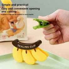 2 Reusable Food Bag Clips, Banana Sealing Clips, Cute Kitchen Snack Bag Sealing Devices, Plastic Snack Chip Sealing Clips, And Novel Banana-Shaped Refrigerator Accessories - Banana Sealing Clip - View 4
