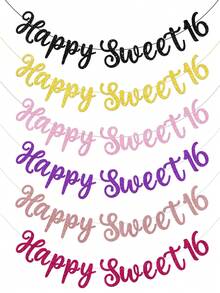Sweet 16 Birthday Party Decoration Banner, Happy 16th Birthday Poster For Girls - 16 Years Old On Birthday - View 1