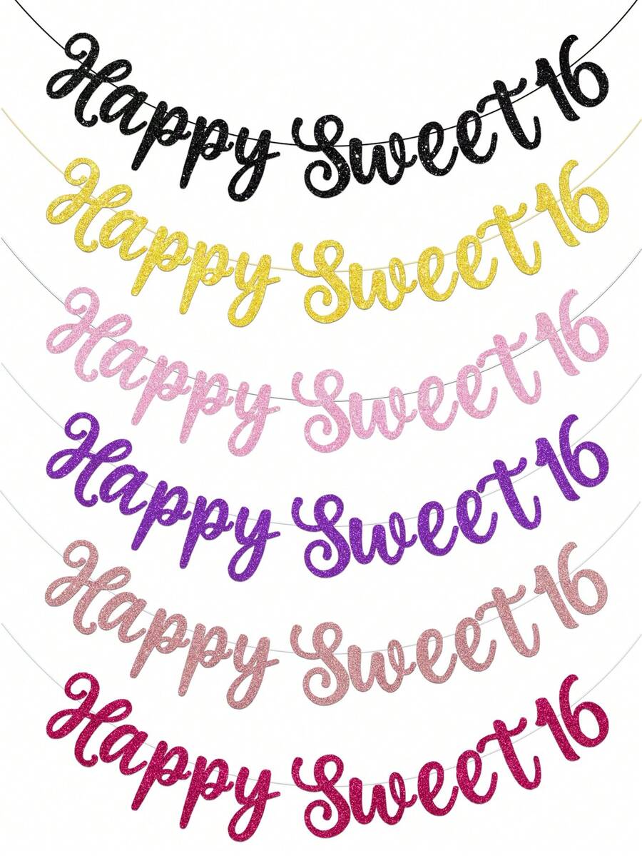 Sweet 16 Birthday Party Decoration Banner, Happy 16th Birthday Poster For Girls - 16 Years Old On Birthday - View 1
