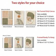 3Pcs/Set Boho Abstract Canvas Wall Art Set, Green & Terracotta Botanical Prints, Neutral Mid-Century Decor For Living Room, Bedroom & Office, Optional Frame - Multicolor - View 6