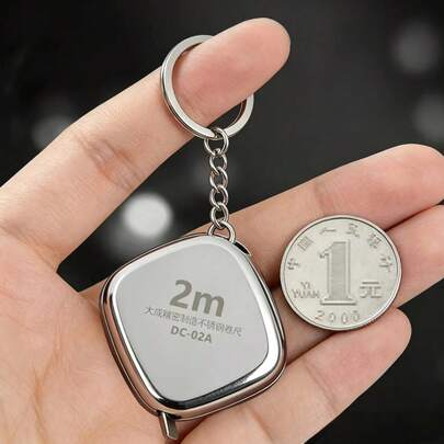 1/2 piezas Llavero retráctil de acero inoxidable lavable, cinta métrica láser grabada en miniatura con circunferencia de cintura, regla de regalo