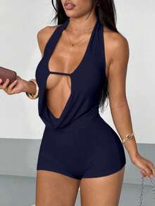 Bộ jumpsuit hở lưng AiTyi dành cho nữ, phù hợp cho phòng tập gym, yoga ngoài trời, thoải mái và năng động, màu đen, phong cách Y2K, trang phục thể thao nữ, jumpsuit dự tiệc, tuyệt vời cho lễ tốt nghiệp và mùa tựu trường, trang phục mùa hè. - Màu xanh hải quân - Xem 6
