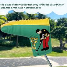 Funda para putter de golf tipo hoja | Forro de terciopelo suave | Patrón de doble cara | Cuero PU anti-arañazos | Ajuste universal para la mayoría de los putters tipo hoja - Negro - Ver 5