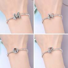CYCUFF 1pc Silver Plated A-Z 26 Letters Scroll Style Bead Charm Bracelet DIY Jewelry Making, Gift For Women - Silver - View 11