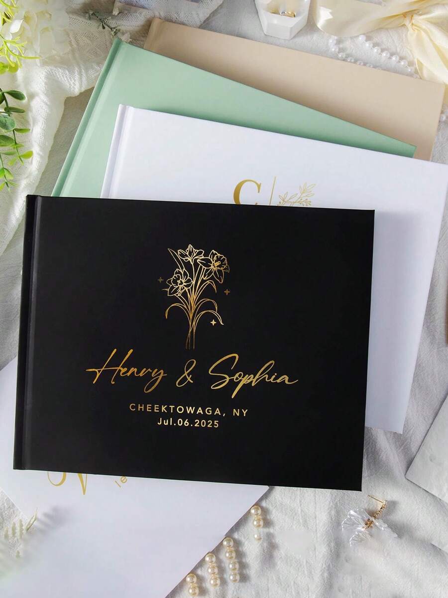 Sổ lưu niệm đám cưới nằm ngang cá nhân hóa, Album ảnh kỷ niệm đám cưới tùy chỉnh, Sổ ký tên cô dâu chú rể, Không gian ấm áp, Trang trí mùa thu, Tình yêu vĩnh cửu