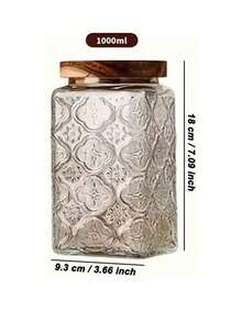 1pc - 500/750/1000ml Square Large Capacity Glass Food Storage Jar Set, With Airtight Clamp Lid, High Borosilicate Heat-Resistant Transparent Sealed Container, Leak-Proof & Moisture-Proof, Suitable For Sugar, Powder, Grains, Coffee Beans, Spices, Cookies, Pasta, Nuts Storage, Stackable To Save Space, With Wooden Sealing Ring Lid, Essential Kitchen & Home Gift - Multicolor - View 10
