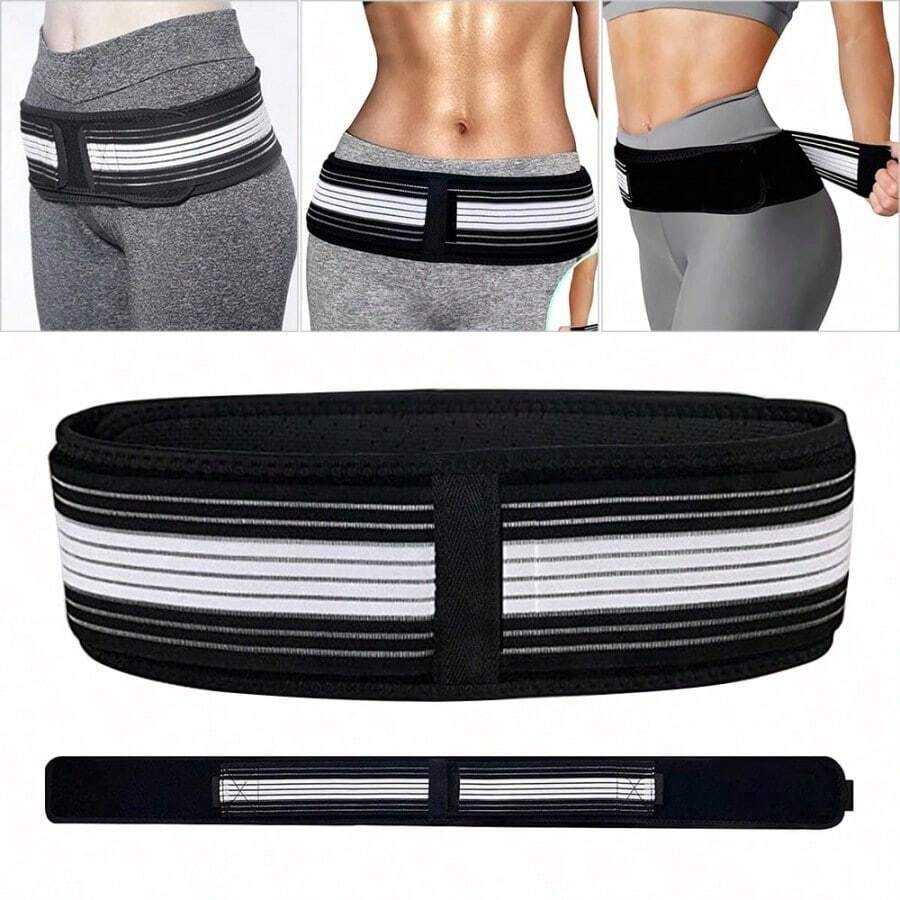Polyester Waist Belt, Adjustable Hip Support Brace Suitable For Pelvis And Lumbar Spine, Unisex Design For Fitness, Yoga, Protecting Hips And Waist - Black - View 1