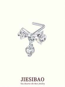 JIESIBAO 20G Dangle Nose Rings L Shaped Nose Stud Stainless Steel Butterfly Flower Heart Moon Dangle Nose Stud Ring Body Piercing Jewelry For Women Men For Daily Holiday Beach Vacation Gift Glamorous Music Festival Seaside Halloween Christmas Mother's Day Valentine's Day Coachella Summer Vacation - Multicolor - View 10