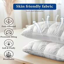 2pcs Luxury Hotel Pillow, Deep Sleep Neck Support, Available In Multiple Colors, High Grammage, High Density, And Non-Collapse, Cool And Breathable Summer Pillow, Queen/ King Size, Suitable For Bedrooms, Sofas, Guest Rooms, Mother'S Day Gift. - 2件隨機色 - 查看 4