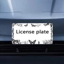 1 Piece 2D Print, Metal License Plate Frame, Exquisite Butterfly And Floral Design- Suitable For Standard American Cars, SUVs, And Trucks, Easy To Install - 12x6inch, Includes Mounting Screws, Durable And Stylish Car Accessory,License Plate,Car Decor,Birthday Gifts,Car Acessesories Women,Car Acessesories,Car Acessesories Men,Car Must Haves,Motorcycle Acesories - A - View 4