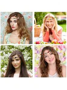 1/5 piezas Diadema floral multicolor, adecuada para bodas, festivales, fiestas, disfraces de hadas, tocados de novia y dama de honor, decoraciones para eventos y fiestas - Multicolor - Ver 9