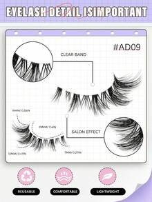 VELTRINAY 1 Pair Cat Eye Eyelashes Clear Band Lashes Daily Portable Pack False Eyelashes Fox Eye Lashes End Eye Elongated Fake Lashes Faux Mink Lashes Natural Look Eyelashes Short Lash Extension Makeup,Cartoon Lashes, Fairy-Style Design, Perfect For Cosplay - Reusable - Black - View 4