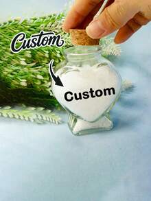 1pc Customized Heart-Shaped Sand Bottle, Customized Mini Jar With Text, Customized Sand Jar Souvenir, Customizable Name And Text, Customizable Small Decorative Jar, Personalized Mini Jar With Cork Stopper Lid, Wedding Gift/Honeymoon Souvenir - Multicolor - View 4