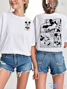 Disney Women's T-Shirt Mickey & Co. Offers Graphic T-Shirts Featuring Mickey Mouse And Friends. This Officially Licensed Disney Women'S Short-Sleeve Tee With Double-Sided Prints Is Perfect For Casual Wear In Spring And Summer, Making It An Ideal Gift Choice - trắng - Xem 6