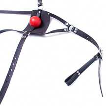 Y-Shape Restraint Leather Mouth Masks SM Strap-On Mouth Gag SM Breathable Bondage Ball Adult Fetish Sex Toys - Black - View 9