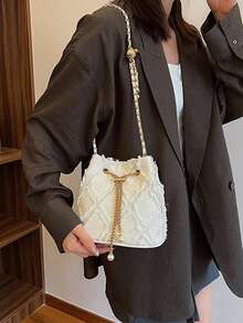 Dedoo Women's Minimalist Chain Strap Zebra Print Crossbody Bag - White - View 5