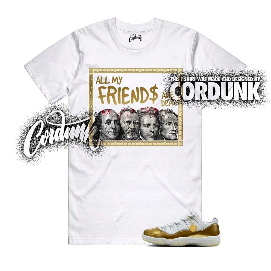 11 Camiseta Vapormax Airs Forces de color dorado metálico bAJso blanco a juego PREZ - forma - Ver 1