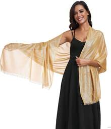 Sparkling Metallic Shawls And Wraps Weddings Lightweight Wraps Scarf Women Evening Formal Party - Gold - View 5
