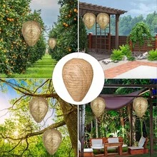 3/1个逼真仿真黄蜂巢 - 天然驱蜂剂，户外悬挂式人造蜂巢，适用于花园/庭院/门廊/天井 - A - 查看 4