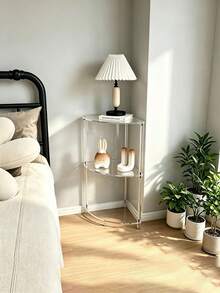 Acrylic Side Table, Triangular Table, Living Room Side Table, Bedroom Nightstand, Suitable For Living Room, Bedroom, Bathroom, Multi-Purpose, Display Rack - Multicolor - View 2