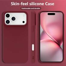 (Follow The Store And Collect The Product To Get A Free Lanyard) 1pc Slim, Fashionable, Straight-Edge Phone Case Designed For Camera Protection, With Soft Microfiber Interior And Shock-Absorbing Function, Compatible With Samsung/Honor/Apple Models From 6 To 17 - Burgundy - View 1