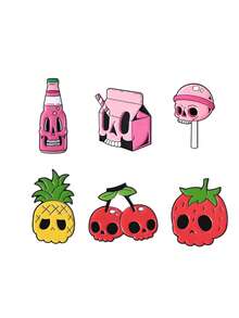 6pcs/Set Multi-Style Cartoon Skull Metal Brooches For Women,Bag Pins And Decorative Badges. Suitable For Daily Wear, An Excellent Gift Choice. - Multicolor - View 7