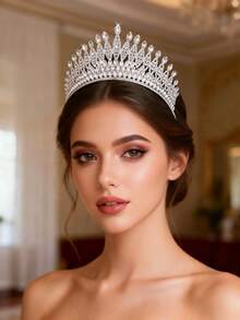 1 chiếc vương miện cô dâu bằng hợp kim, kiểu dáng châu Âu và Mỹ tinh tế, vương miện hoàng gia, vương miện cưới phong cách Baroque. - Nhiều màu - Xem 2