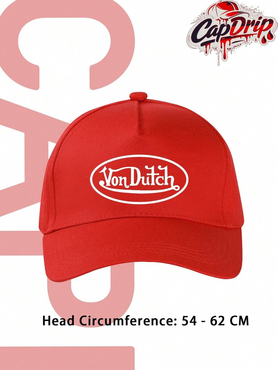 1pc Red Unisex Von-Dutchs Print Baseball Cap, Sun Hat, Curved Brim, Dad Cap. Suitable For Daily Use And Outdoor Activities. Outdoor Adjustable Sun Cap. Spring-Summer Travel, Tourism, Beach Vacation Hat. - 紅色4 - 查看 1