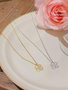 Dây chuyền mặt hoa bốn cánh tinh tế, không phai màu, nhẹ, sang trọng, kiểu dáng choker đa năng dành cho nữ. - dây chuyền cỏ bốn lá - Xem 3