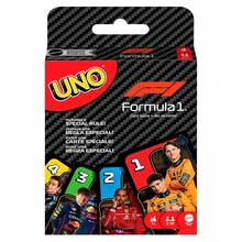 Mattel UNO F1 卡牌游戏，适合儿童、家庭、旅行和户外露营，卡牌印有 F1 赛车世界图案。 - JMF10 - 查看 1