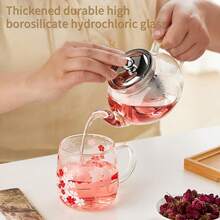 Glass Teapot With Removable Infuser, 20 Oz/600ml Glass Tea Pot Small Borosilicate Tea Steeper Kettle With Loose Leaf Tea Strainer For Flower Blooming Tea, ClearTea Maker Pitcher - Transparent - View 9