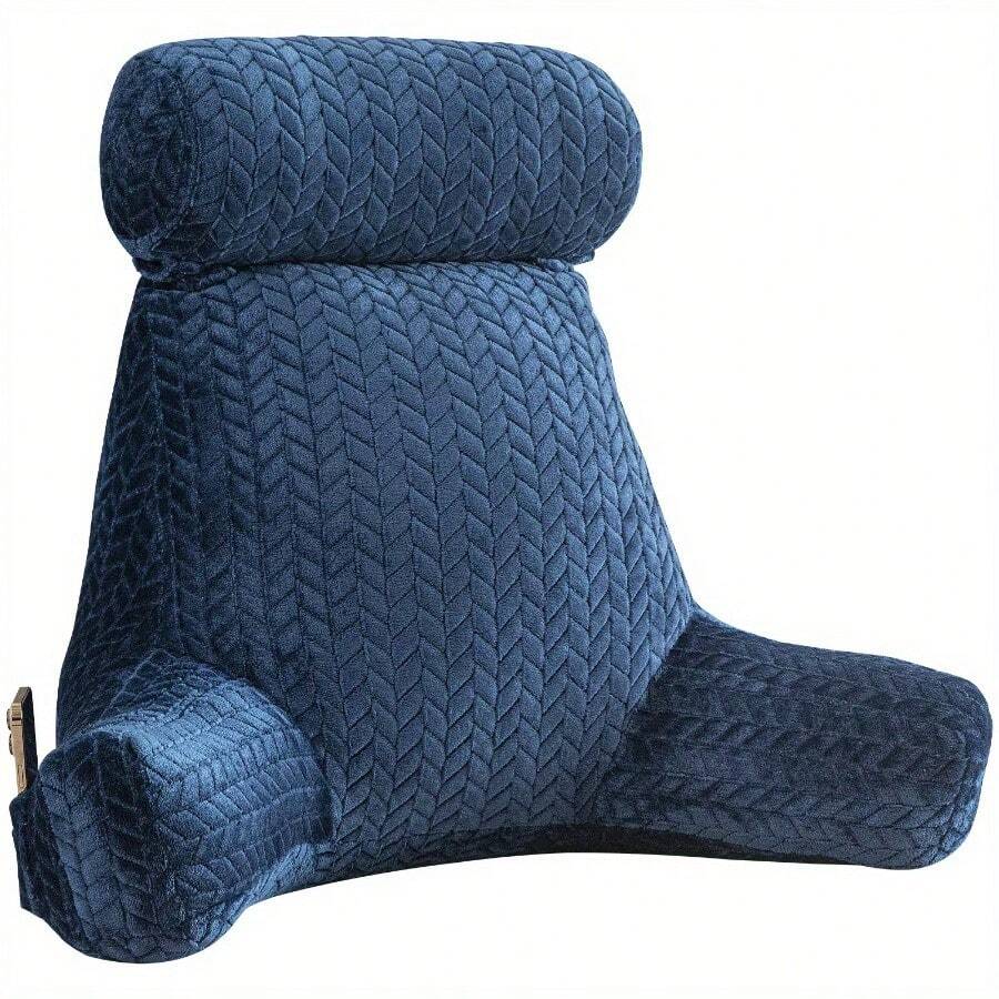 Pillow For Reading, Featuring A Large And Removable Neck Roll, Ideal For Supporting Your Back While Enjoying Books, Gaming, Or Watching TV - Blue - View 1