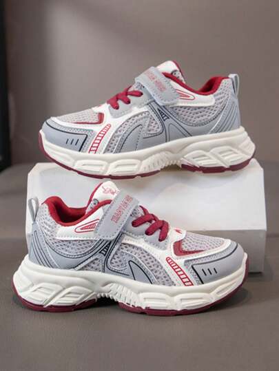 Giày thể thao thường ngày cho trẻ em, giày sneaker đế dày kiểu dáng chunky cho học sinh có khóa dán.