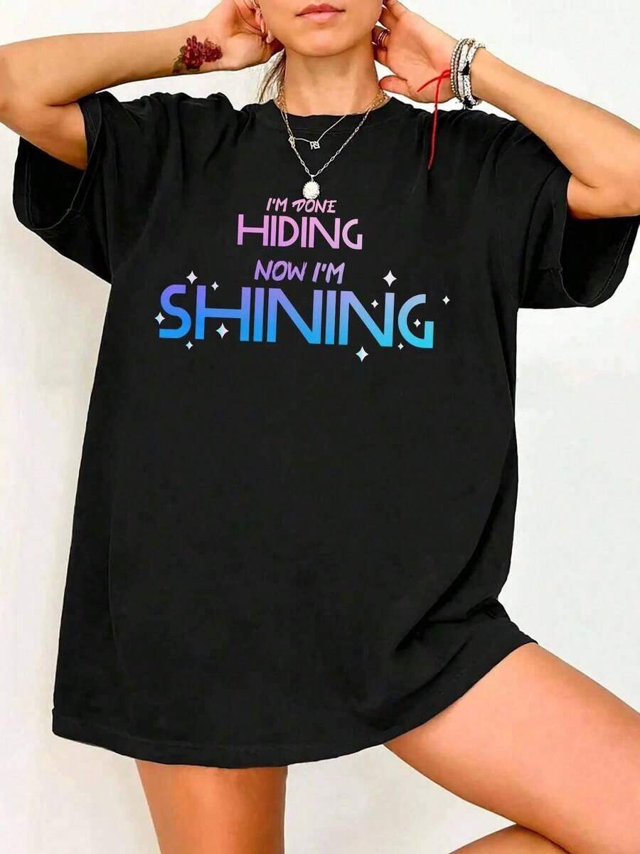 I'm Not Hiding Anymore, Now I'm Shining! – K- Motivational Shirt, Sweatshirt, K-Fashion Top, Encouragement Gift, Gold Outfit, K- - Black - View 1