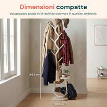 Avilia Appendiabiti Moderno in Metallo Bianco con 2 Vassoi Circolari Ø24 cm – Struttura Robusta e Salvaspazio - H 166,5 cm - Bianco - Visualizzare 6