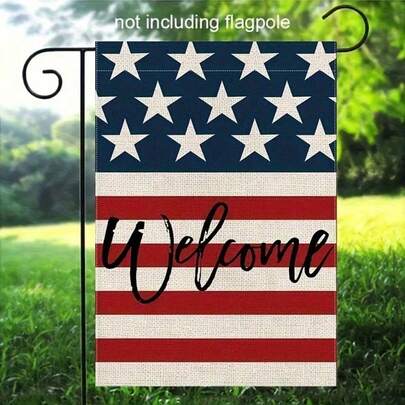 1pc Patriotic July 4th Garden Flag - Double-Sided Waterproof Star-Spangled Banner, 12.0x18.0inch, Vintage American Flag Design For Outdoor Yard Decor, Veterans Day & Independence Day Celebrations, No Flagpole Included, Patriotic Yard Decor | Vintage American Flag | Durable Outdoor Flag, American Flag Decor