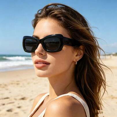1pc Women's PC Material Cat Eye Frame Fashion Glasses, Elegant & Fashionable, Suitable For Party, Leisure, Travel, Beach, And Daily Wear