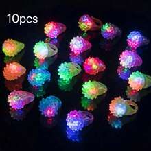 5/10 piezas Anillos con Luces LED, Regalos para Fiestas, Luces LED Intermitentes, Brillan en la Oscuridad, Adecuados para Bodas, Halloween, Navidad, Conciertos de Música, Fiestas de Club (Surtido Aleatorio), Otoño, Navidad - Multicolor - Ver 10