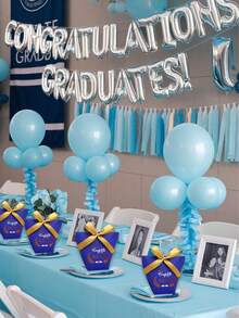 6pcs Graduation Party Gift Boxes, Black/Blue Gift Boxes With Graduation Cap And Bow, Graduation Celebration Party Gift Boxes, Candy And Cookie Packaging Boxes, Party Favor Boxes, Suitable For Graduation Theme Party And Event Decoration, Celebrating Student Graduation, Perfect For Ceremony And Party - Multicolor - View 5