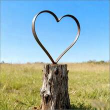 1pc Natural Rusted Metal Heart-Shaped Garden Stake - Outdoor Yard Art Decor, Brand New Rusted Heart Sculpture - A - View 4