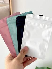 10入可重複使用鋁箔拉鍊密封袋，磨砂馬卡龍色熱封包裝袋，可愛純色長方形自封收納袋，適用於小卡、珠寶、糖果、小禮物、派對伴手禮、日常使用 - 多款 - 查看 8