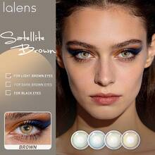 LEERMOO 1 Pair 6-Month Disposable Lenses 14.2mm Diameter, 8.6mm Base Curve, Small Pupil Satellite Brown Color , Suitable For Light And Dark Eyes, Natural Effect For Daily Makeup And Cosplay - Satellite Brown - View 4