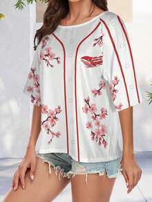 T shirt Femme Imprimé 3D Allover Col Rond Manches Courtes Respirant Confortable Haut Idéal Quotidien et Streetwear Quatre Saisons Élégant Choix Décontracté Sport Cadeau - Multicolore - Voir 2