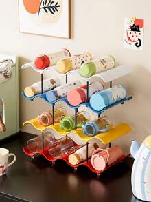 1pc Multi Layer Cup Holder And Mug Storage Rack - A Space Saving Independent Storage Rack Suitable For Kitchen Countertops, Coffee Corners, Offices, Tea Set Displays, And Can Be Used In Home Environments. It Is Compatible With Coffee Cups, Tea Mugs, And Vertical Storage Racks - Multicolor - View 6