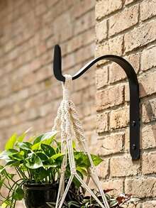 1/4/8pcs Black Sturdy Arched Multi-Purpose Iron Hooks, Rust-Resistant Plant Hangers, Suitable For Hanging Wind Chimes, Wall-Mounted Plant Racks, Large Outdoor Planters And Stands, Applicable For July 4th Decor, Gardening Tools, Outdoor Furniture, Outdoor Decor - Multicolor - View 1
