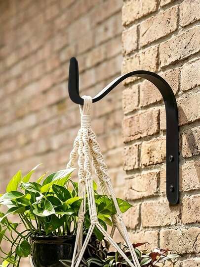 1/4/8pcs Black Sturdy Arched Multi-Purpose Iron Hooks, Rust-Resistant Plant Hangers, Suitable For Hanging Wind Chimes, Wall-Mounted Plant Racks, Large Outdoor Planters And Stands, Applicable For July 4th Decor, Gardening Tools, Outdoor Furniture, Outdoor Decor