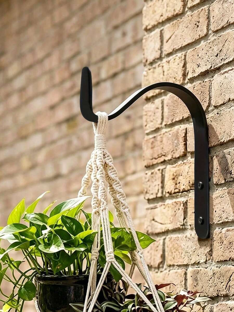 1/4/8pcs Black Sturdy Arched Multi-Purpose Iron Hooks, Rust-Resistant Plant Hangers, Suitable For Hanging Wind Chimes, Wall-Mounted Plant Racks, Large Outdoor Planters And Stands, Applicable For July 4th Decor, Gardening Tools, Outdoor Furniture, Outdoor Decor - Multicolor - View 1
