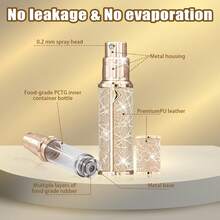 KURTOPLLY Perfume Travel Refillable Bottle, Portable Empty Leather Atomizer Size Refill For Travel Holiday, Outdoor Activities And Business 5ML (Golden) - White - View 4