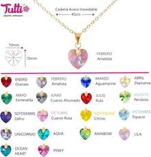 Tutti Joyería Artesanal Collar Piedra del Mes Birthstone Necklace Regalo Cumpleaños Cristal Austriaco - Amatista (Febrero) - Ver 4