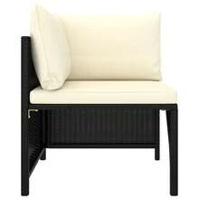 vidaXL Salon De Jardin 6 Pcs Avec Coussins Résine Tressée Noir - A - View 4